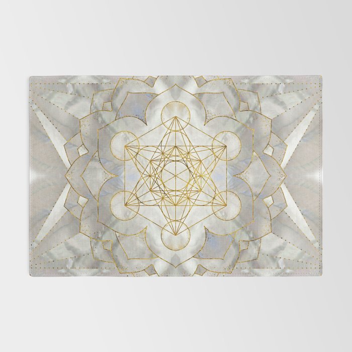 Metatron's Cube in lotus Sacred Geometry  Rug Gallery Image 2