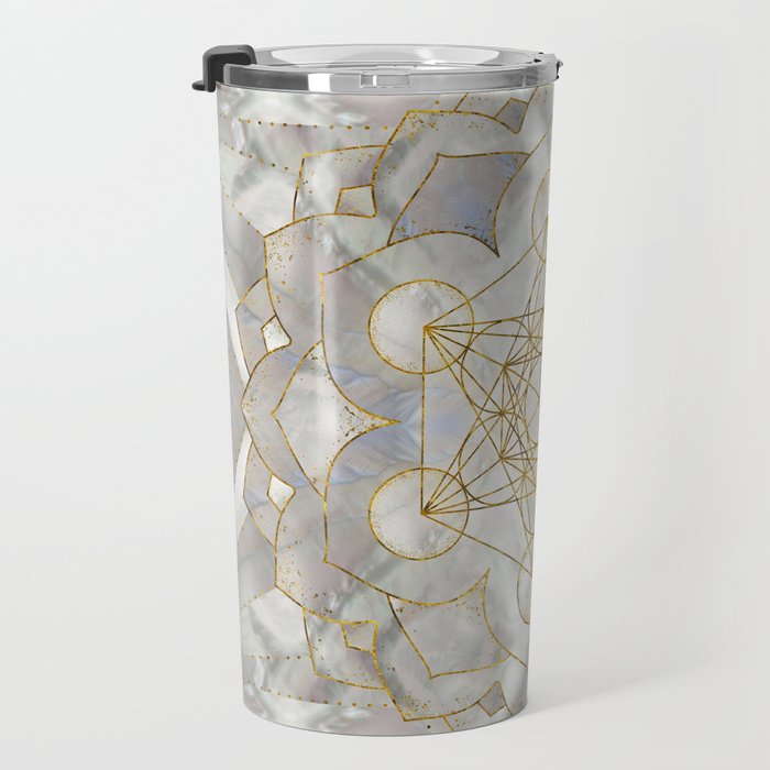 Metatron's Cube in lotus Sacred Geometry  Travel Mug Gallery Image 3