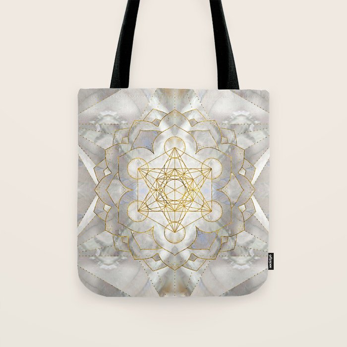 Metatron's Cube in lotus Sacred Geometry  Tote Bag Gallery Image 1