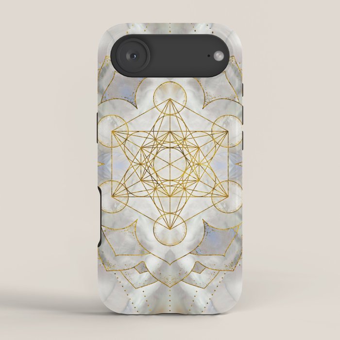 Metatron's Cube in lotus Sacred Geometry  iPhone Case Gallery Image 2