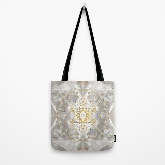 Metatron's Cube in lotus Sacred Geometry  Tote Bag Gallery Image 2