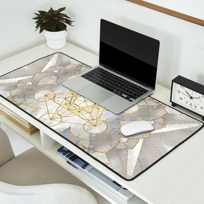 Metatron's Cube in lotus Sacred Geometry  Desk Mat Gallery Image 2