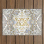 Metatron's Cube in lotus Sacred Geometry  Outdoor Rug Gallery Image 1