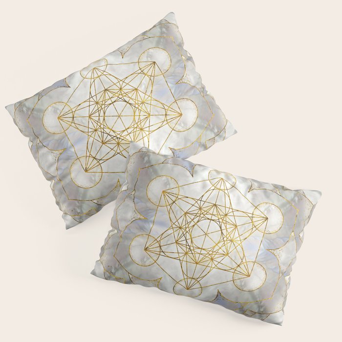 Metatron's Cube in lotus Sacred Geometry  Pillow Sham Gallery Image 1