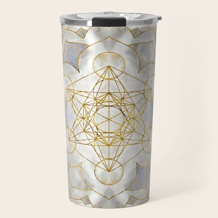 Metatron's Cube in lotus Sacred Geometry  Travel Mug Gallery Image 1