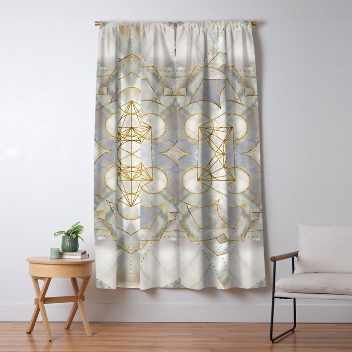 Metatron's Cube in lotus Sacred Geometry  Window Curtain Gallery Image 1