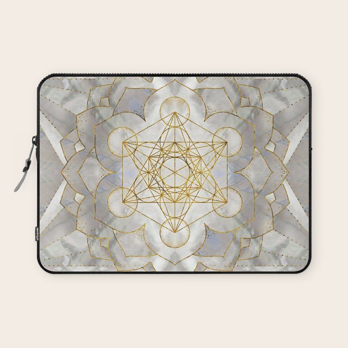 Metatron's Cube in lotus Sacred Geometry  Laptop Sleeve Gallery Image 1