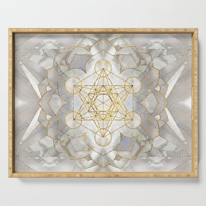 Metatron's Cube in lotus Sacred Geometry  Serving Tray Gallery Image 1