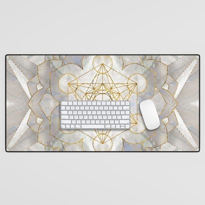 Metatron's Cube in lotus Sacred Geometry  Desk Mat Gallery Image 1
