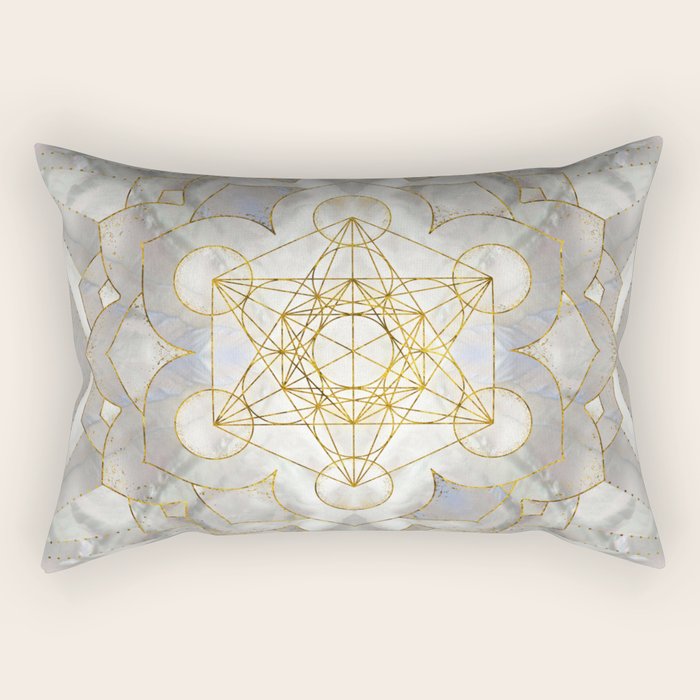 Metatron's Cube in lotus Sacred Geometry  Rectangular Pillow Gallery Image 1