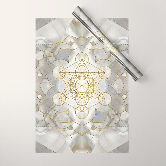 Metatron's Cube in lotus Sacred Geometry  Wrapping Paper Gallery Image 1