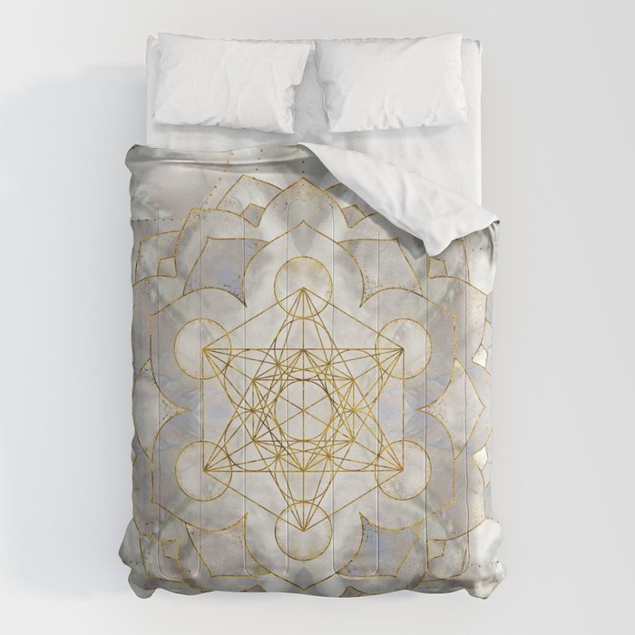 Metatron's Cube in lotus Sacred Geometry  Comforter Gallery Image 6
