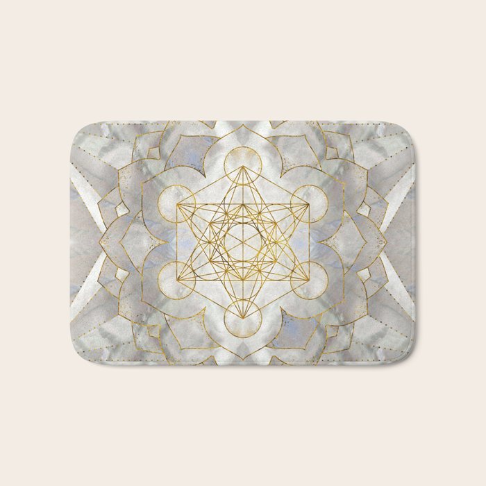 Metatron's Cube in lotus Sacred Geometry  Bath Mat Gallery Image 1