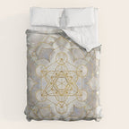 Metatron's Cube in lotus Sacred Geometry  Duvet Cover Gallery Image 6