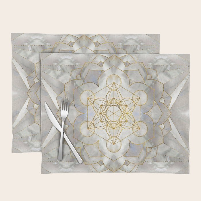 Metatron's Cube in lotus Sacred Geometry  Placemat Gallery Image 1