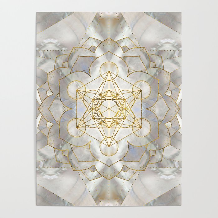 Metatron's Cube in lotus Sacred Geometry  Poster Gallery Image 4