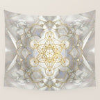 Metatron's Cube in lotus Sacred Geometry  Wall Tapestry Gallery Image 4