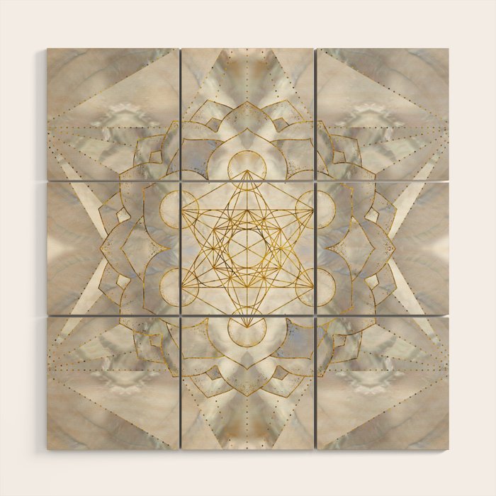 Metatron's Cube in lotus Sacred Geometry  Wood Wall Art Gallery Image 1