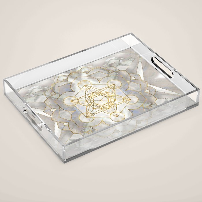 Metatron's Cube in lotus Sacred Geometry  Acrylic Tray Gallery Image 1