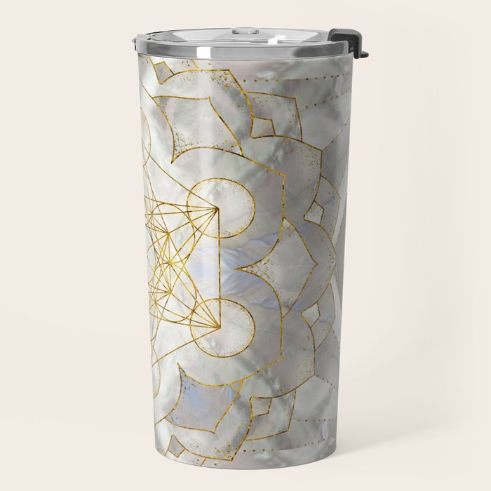 Metatron's Cube in lotus Sacred Geometry  Travel Mug Gallery Image 2