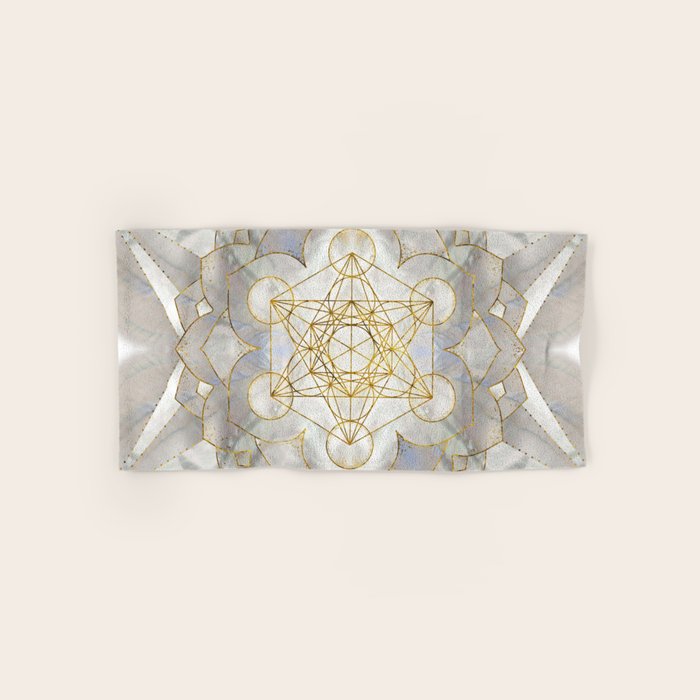 Metatron's Cube in lotus Sacred Geometry  Bath Towel Gallery Image 1