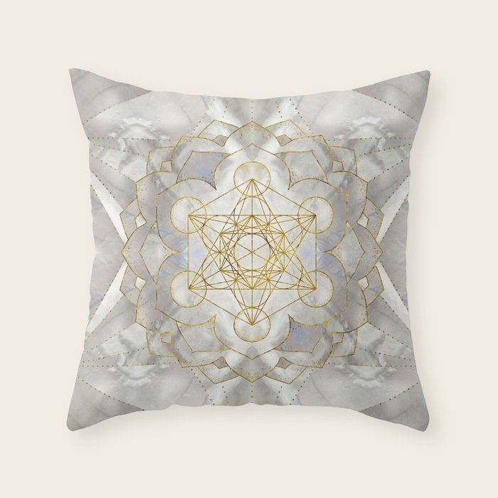 Metatron's Cube in lotus Sacred Geometry  Throw Pillow Gallery Image 6