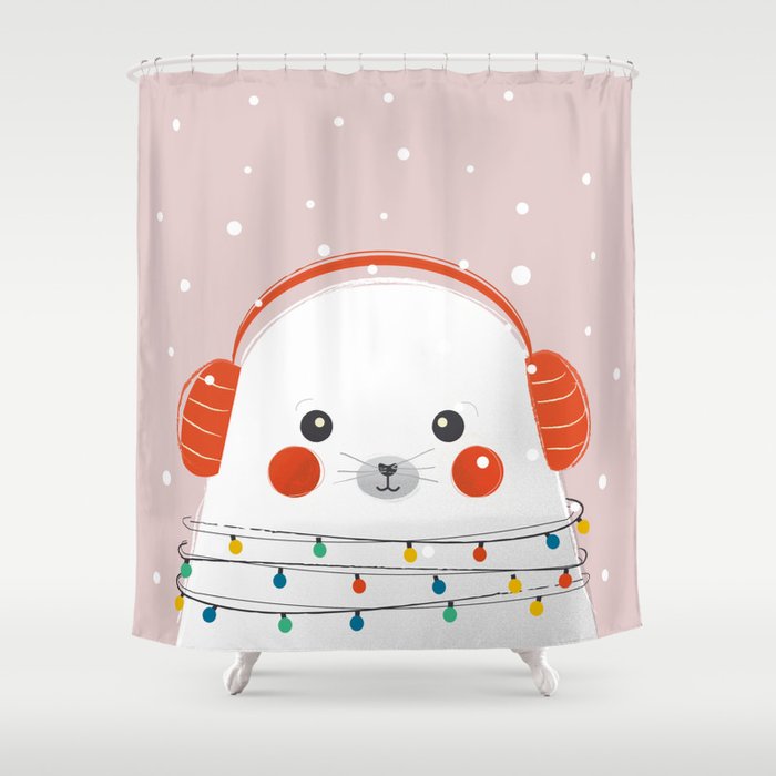 Christmas Animals - Cute Seal Shower Curtain Gallery Image 1