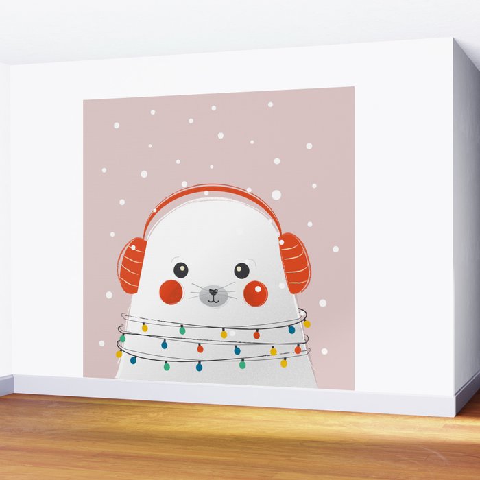 Christmas Animals - Cute Seal Wall Mural Gallery Image 2