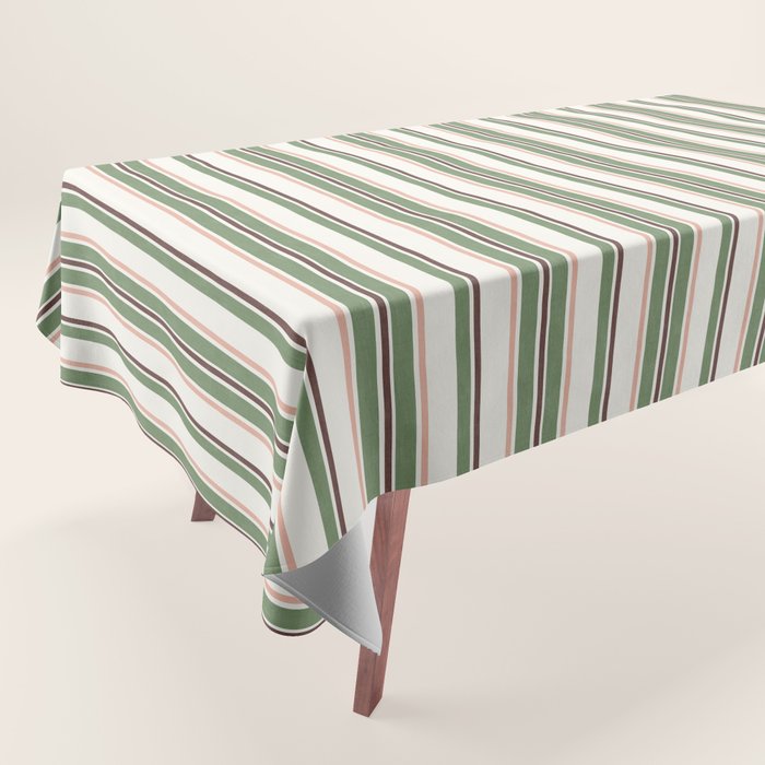 Daybed Stripe Ivory Green Multi Tablecloth Gallery Image 1