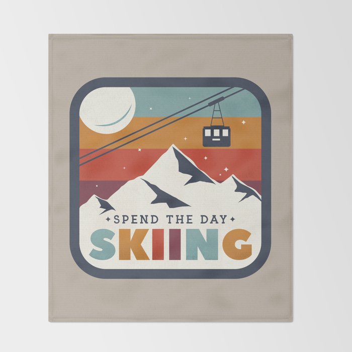 Spend The Day Skiing-Ski Badge Throw Blanket Gallery Image 2