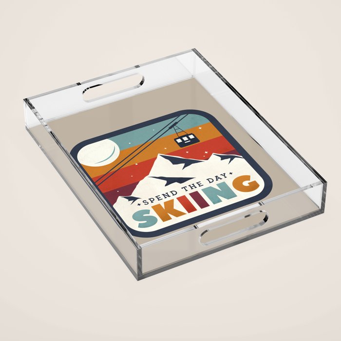 Spend The Day Skiing-Ski Badge Acrylic Tray Gallery Image 1