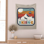 Spend The Day Skiing-Ski Badge Wall Tapestry Gallery Image 2
