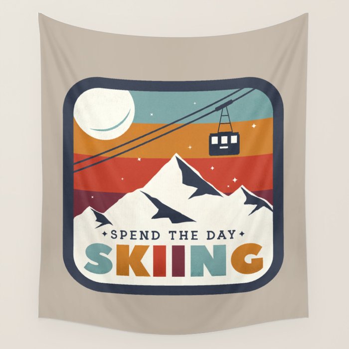 Spend The Day Skiing-Ski Badge Wall Tapestry Gallery Image 4