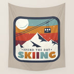 Spend The Day Skiing-Ski Badge Wall Tapestry Gallery Image 4