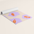 Bold Floral Toss Lavender Purple, Tangerine Orange, Cream Ivory, Playful Home Decor Yoga Mat Gallery Image 2