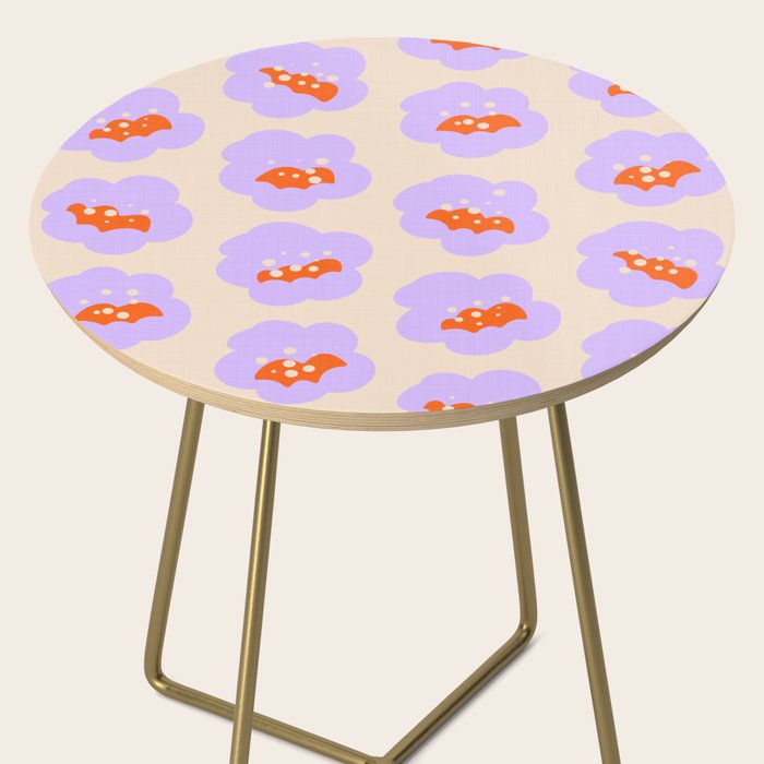 Bold Floral Toss Lavender Purple, Tangerine Orange, Cream Ivory, Playful Home Decor Side Table Gallery Image 2