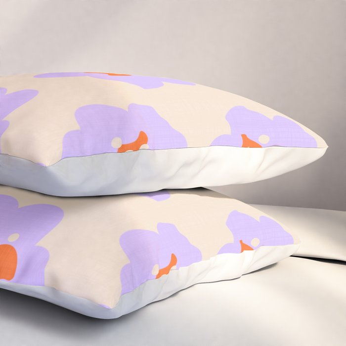 Bold Floral Toss Lavender Purple, Tangerine Orange, Cream Ivory, Playful Home Decor Pillow Sham Gallery Image 3