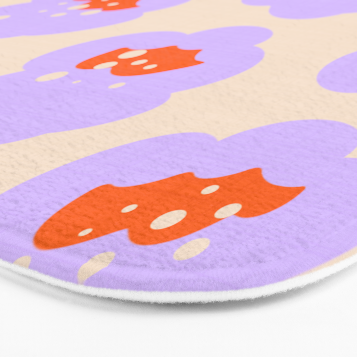 Bold Floral Toss Lavender Purple, Tangerine Orange, Cream Ivory, Playful Home Decor Bath Mat Gallery Image 3