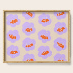 Bold Floral Toss Lavender Purple, Tangerine Orange, Cream Ivory, Playful Home Decor Serving Tray Gallery Image 1