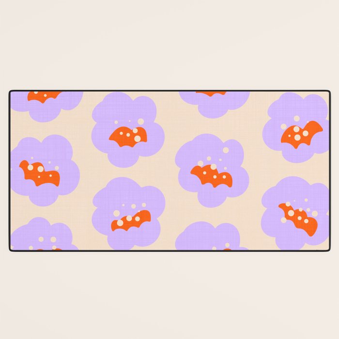 Bold Floral Toss Lavender Purple, Tangerine Orange, Cream Ivory, Playful Home Decor Desk Mat Gallery Image 3
