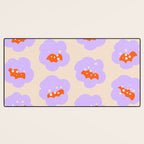 Bold Floral Toss Lavender Purple, Tangerine Orange, Cream Ivory, Playful Home Decor Desk Mat Gallery Image 3