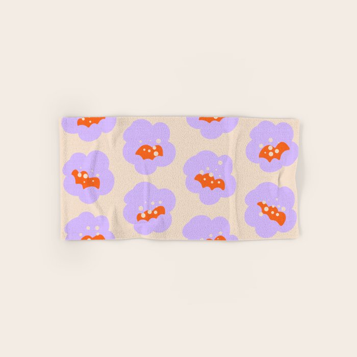 Bold Floral Toss Lavender Purple, Tangerine Orange, Cream Ivory, Playful Home Decor Bath Towel Gallery Image 1