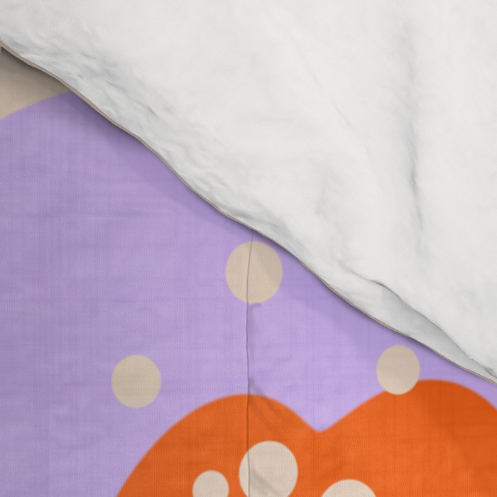 Bold Floral Toss Lavender Purple, Tangerine Orange, Cream Ivory, Playful Home Decor Comforter Gallery Image 4