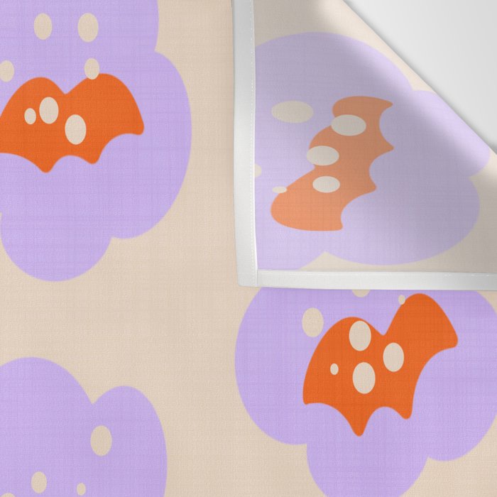Bold Floral Toss Lavender Purple, Tangerine Orange, Cream Ivory, Playful Home Decor Wall Tapestry Gallery Image 3