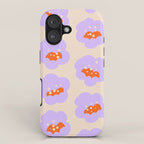 Bold Floral Toss Lavender Purple, Tangerine Orange, Cream Ivory, Playful Home Decor iPhone Case Gallery Image 1