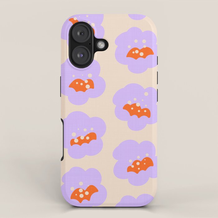 Bold Floral Toss Lavender Purple, Tangerine Orange, Cream Ivory, Playful Home Decor iPhone Case Gallery Image 1