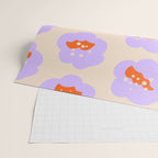 Bold Floral Toss Lavender Purple, Tangerine Orange, Cream Ivory, Playful Home Decor Wrapping Paper Gallery Image 2