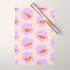 Bold Floral Toss Lavender Purple, Tangerine Orange, Cream Ivory, Playful Home Decor Wrapping Paper Gallery Image 1