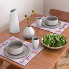 Bold Floral Toss Lavender Purple, Tangerine Orange, Cream Ivory, Playful Home Decor Placemat Gallery Image 2