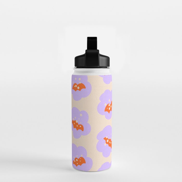 Bold Floral Toss Lavender Purple, Tangerine Orange, Cream Ivory, Playful Home Decor Water Bottle Gallery Image 2